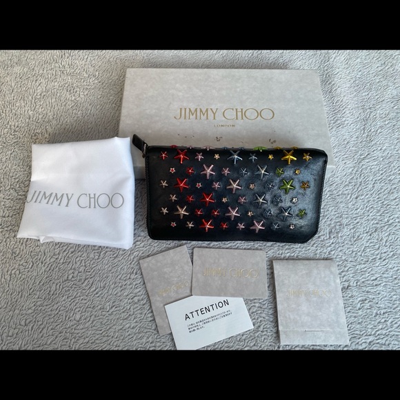 AUTHENTIC JIMMY CHOO ZIPPER LONG WALLET BLACK LEATHER - Picture 3 of 16